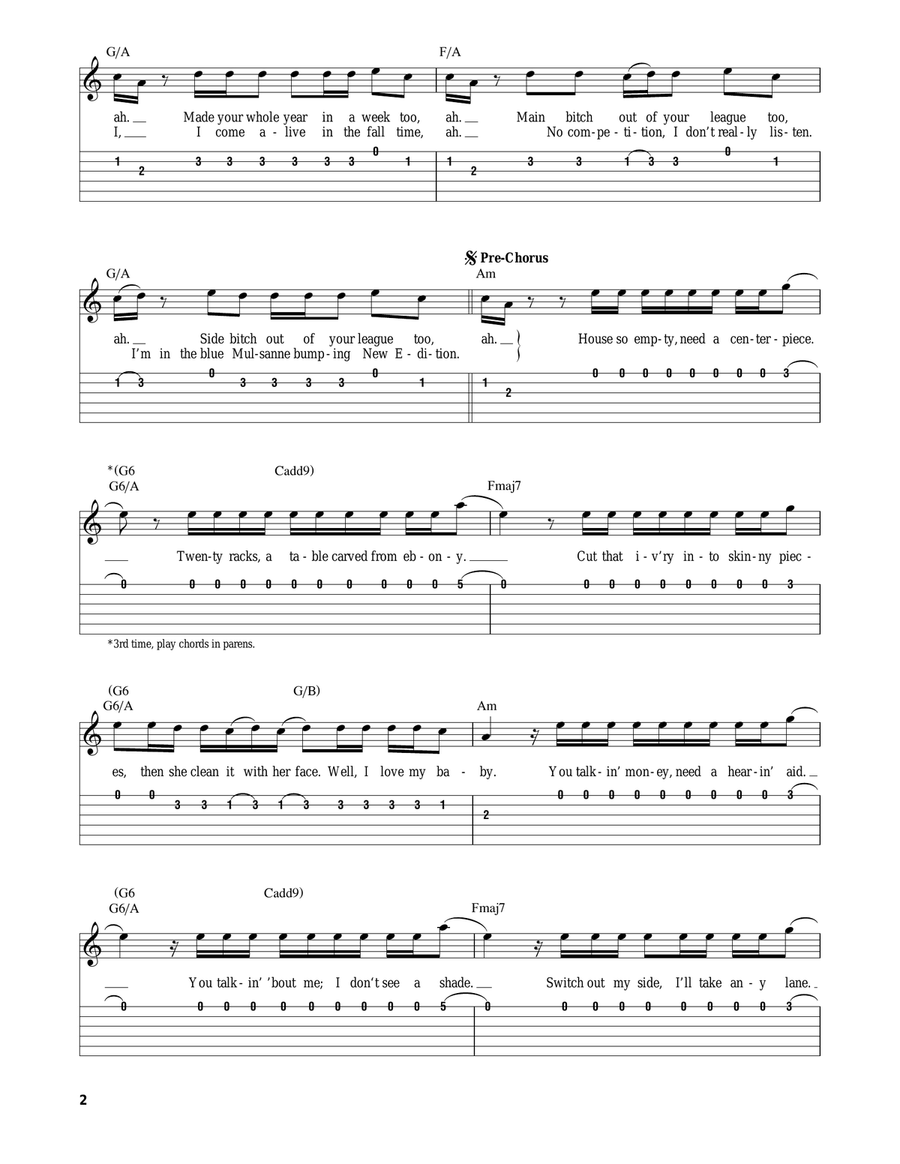 Starboy (feat. Daft Punk) Acoustic Guitar scores gallery preview page 2