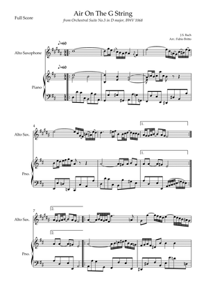 On The G String (J.S. Bach) for Alto Saxophone Solo and Piano Accompaniment
