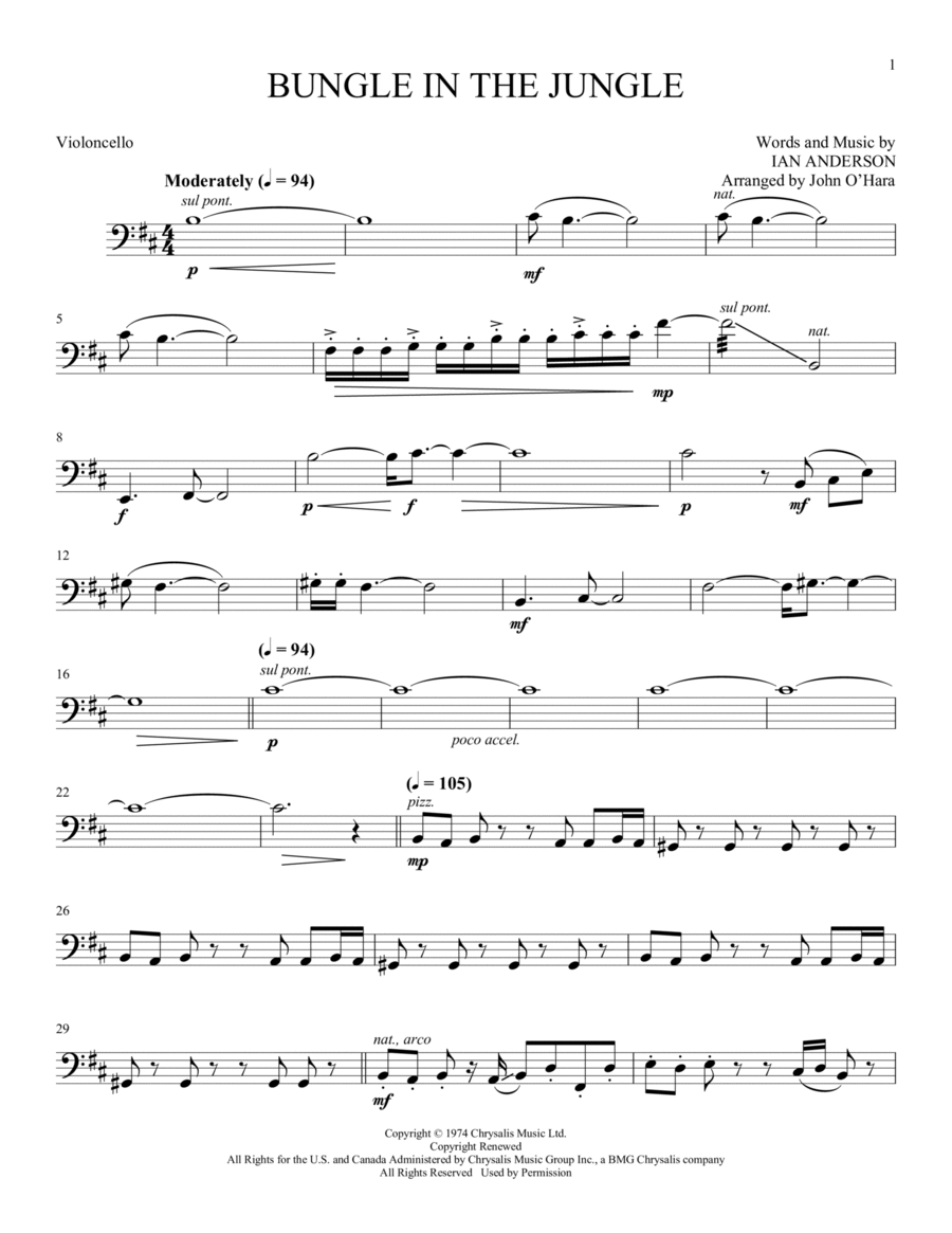 Bungle (arr. John O'Hara) - Cello String Quartet scores gallery preview page 1