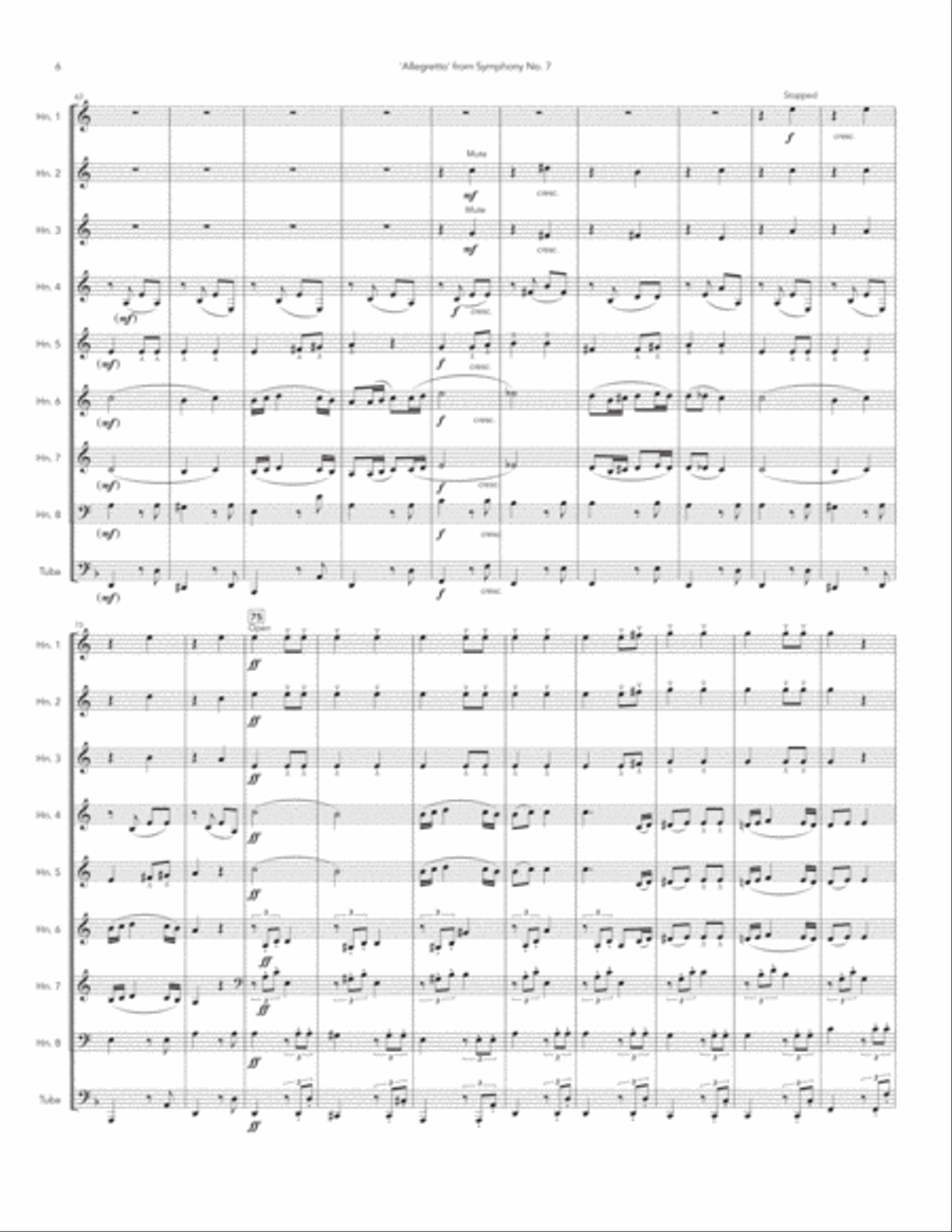 Allegretto from Symphony 7 for Horn Choir Choir scores gallery preview page 6