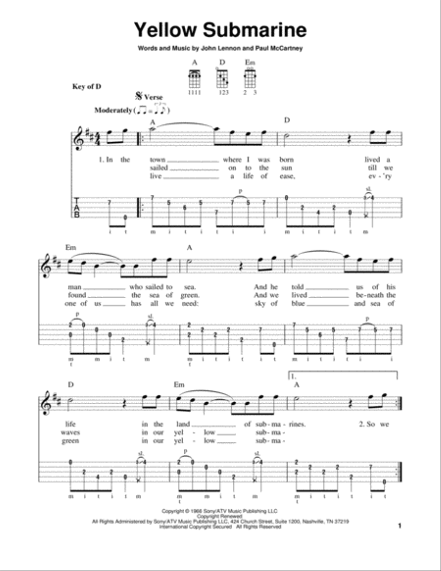 Yellow Submarine Yellow Submarine Banjo scores gallery preview page 1