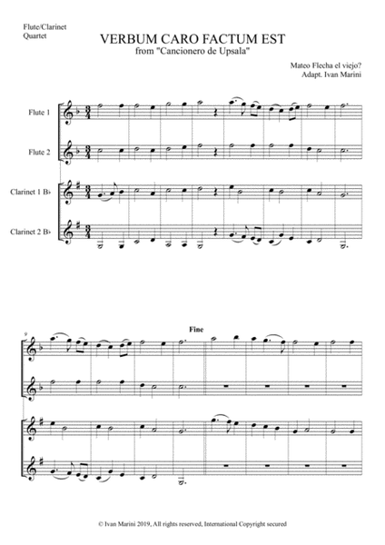 VERBUM CARO FACTUM EST - Villancico for Flute and Clarinet Quartet image number null