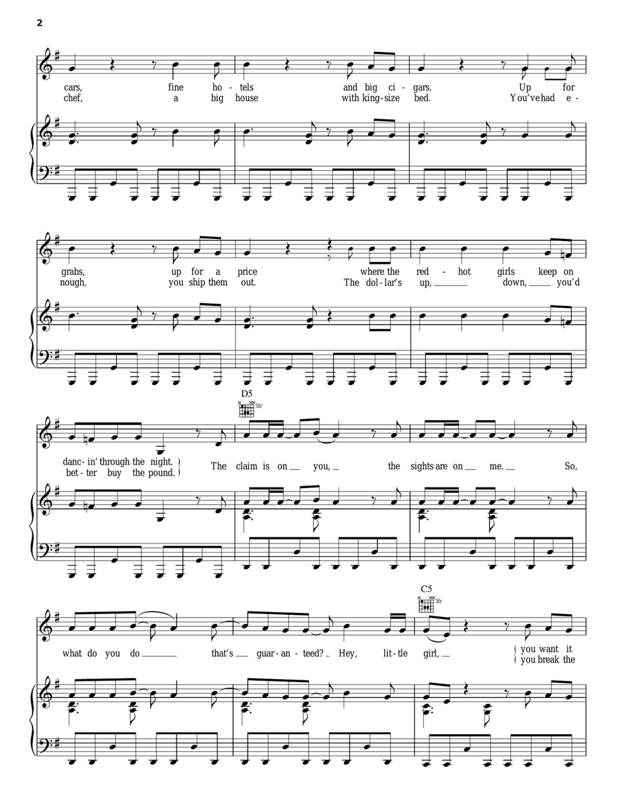 Moneytalks Piano, Vocal, Guitar scores gallery preview page 2