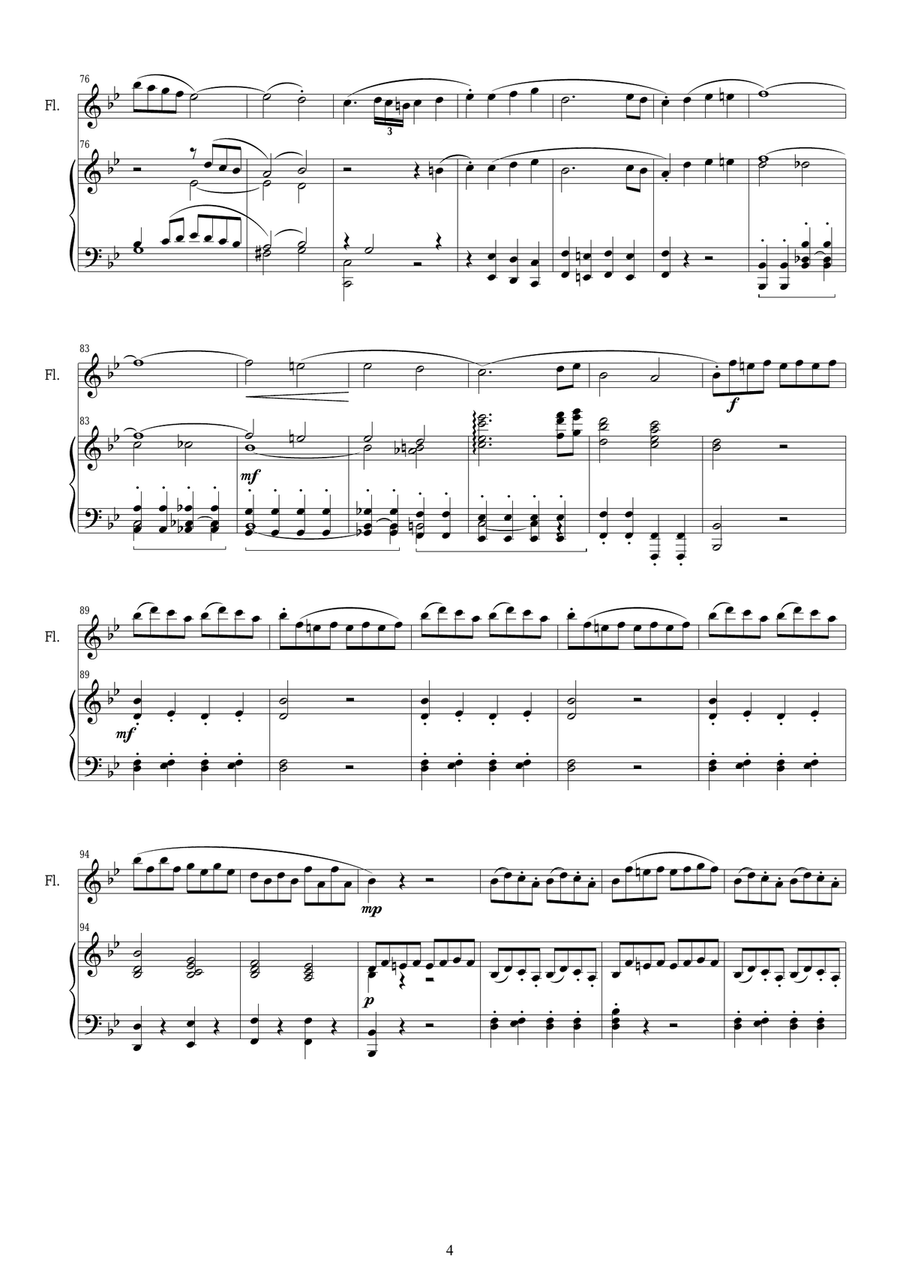 Mozart - Symphony in G minor No.40 mov. 4 Allegro assai -Flute and Piano Flute Solo scores gallery preview page 4