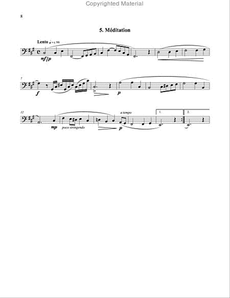 Six Romances Without Words, Op 76 for Tuba or Bass Trombone and Piano Bass Trombone scores gallery preview page 7