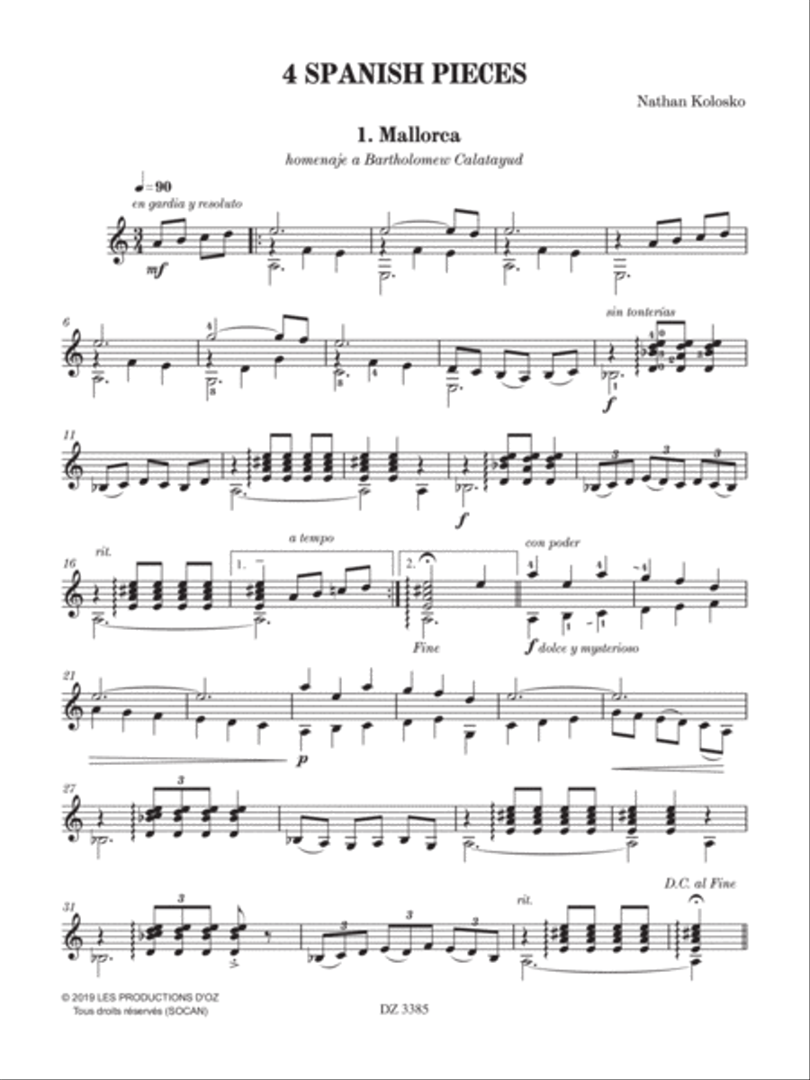4 Spanish Pieces 4 Spanish Pieces Classical Guitar scores gallery preview page 3