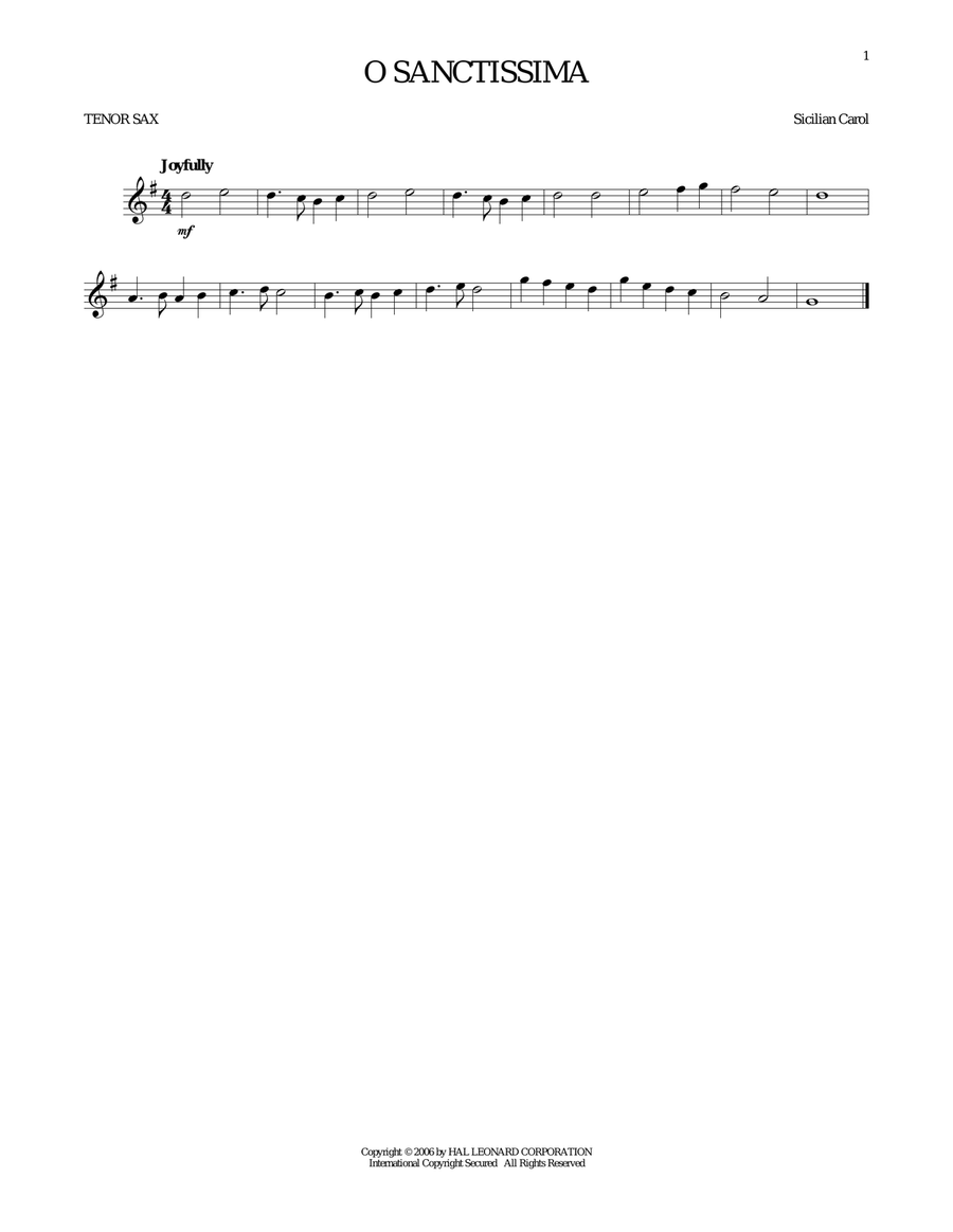O Sanctissima Tenor Saxophone scores gallery preview page 1
