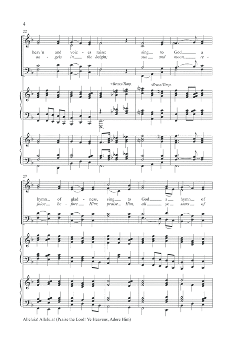Alleluia! Alleluia!/Praise the Lord! Ye Heavens, Adore Him 4-Part scores gallery preview page 4