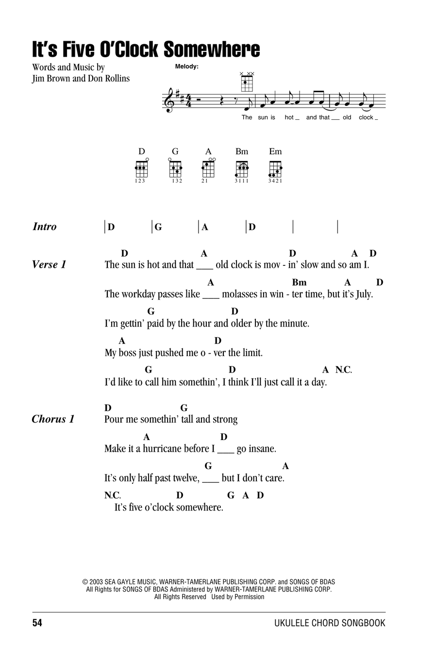 It's Five O'Clock Somewhere Ukulele scores gallery preview page 1