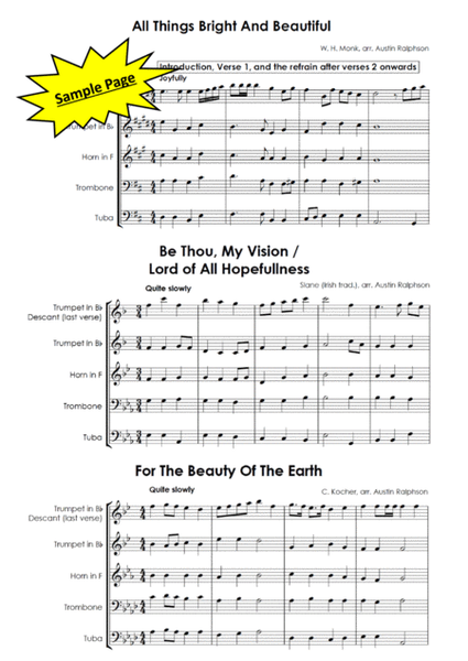 9 Popular Hymns / Hymn Tunes with descants for brass quintet or ensemble image number null