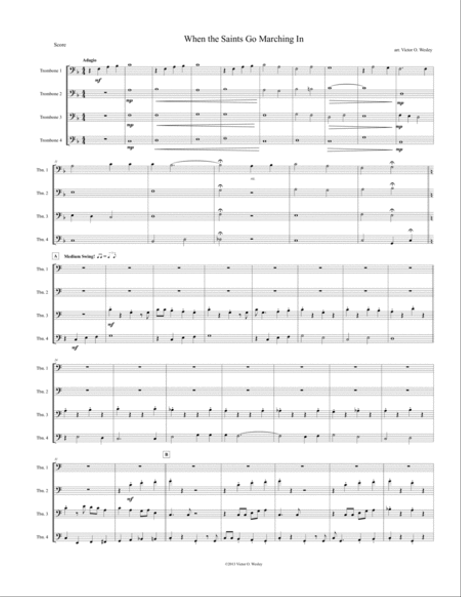 When the Saints Go Marching In Brass Ensemble scores gallery preview page 2