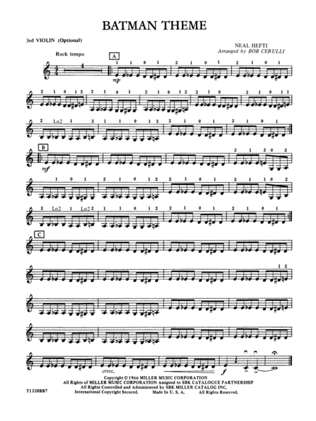 Batman Theme: 3rd Violin (Viola [TC])
