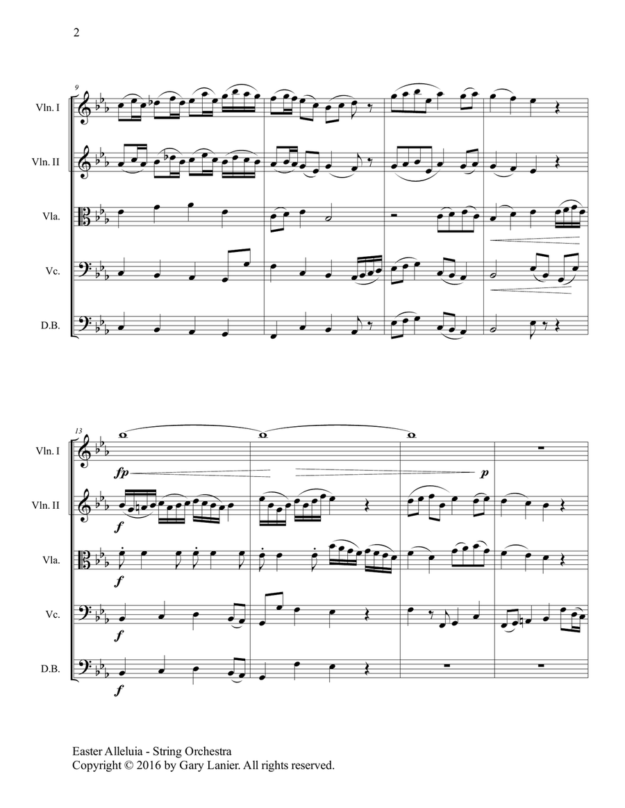 Gary Lanier: Easter Alleluia (String Orchestra medley – Score & Parts) String Orchestra scores gallery preview page 3