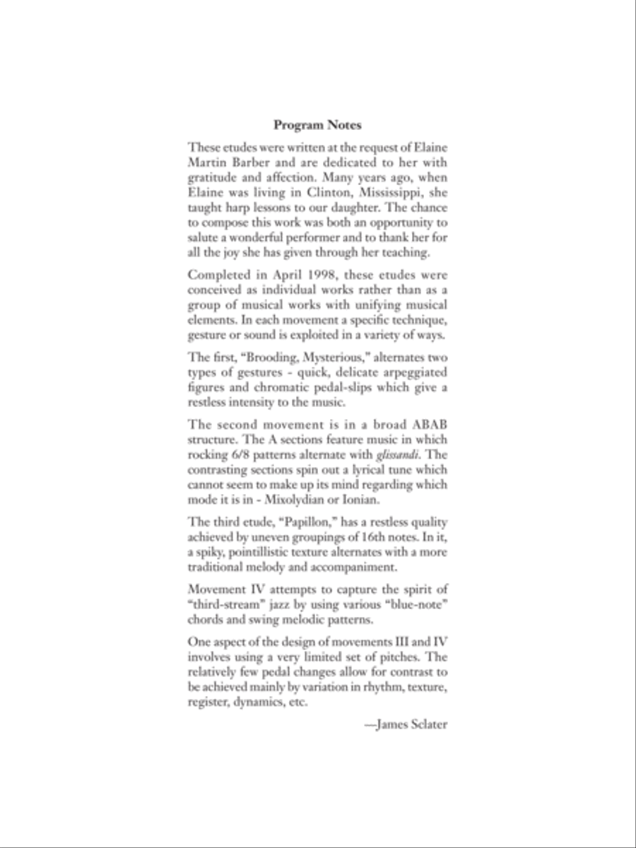 Four Etudes for Solo Harp Harp scores gallery preview page 2