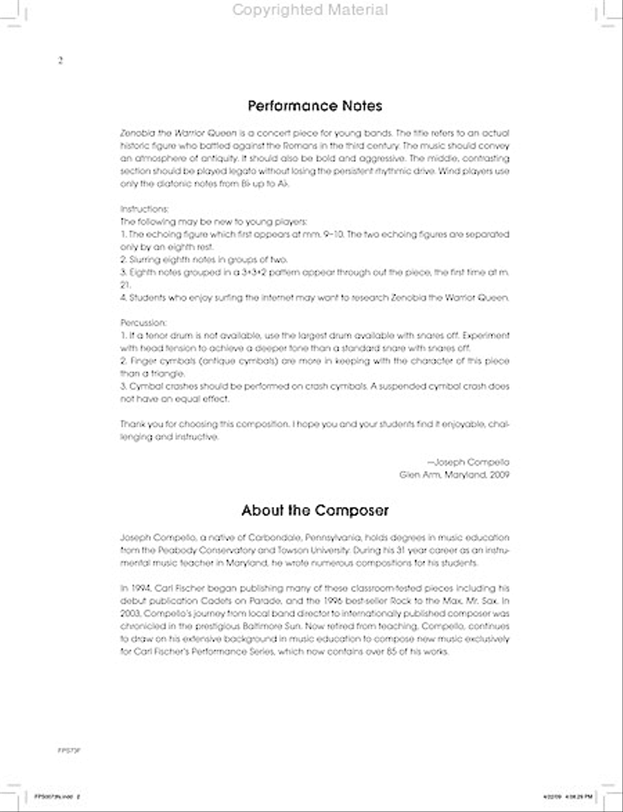 Zenobia The Warrior Queen Concert Band scores gallery preview page 3
