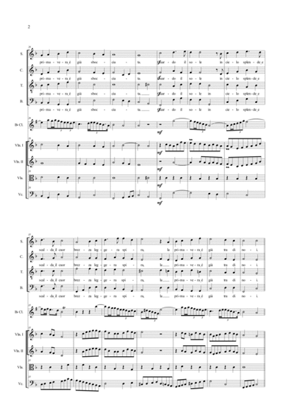 CANTO DI PRIMAVERA - For Choir SATB, Oboe, Clarinet in Bb, and String Quartet image number null