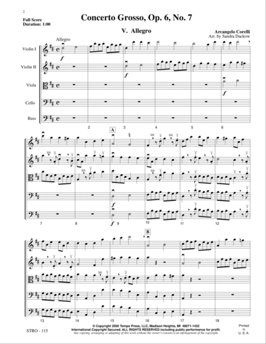 Concerto Grosso, Op. 6 No. 7 Orchestra scores gallery preview page 2