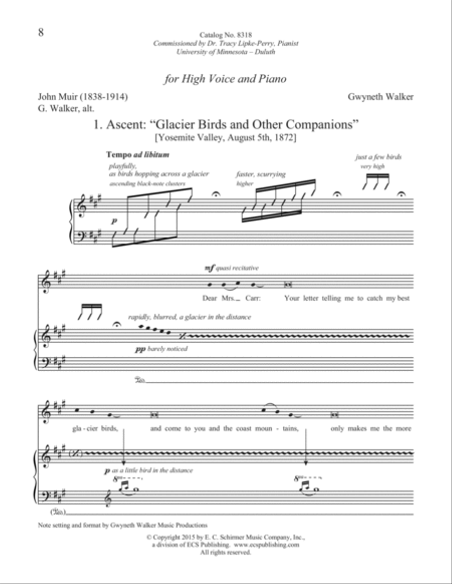 Ascent: Glacier Birds and Other Companions High Voice scores gallery preview page 1