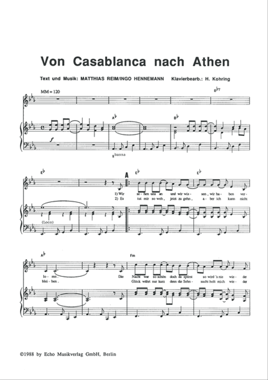 Von Casablanca nach Athen Piano, Vocal scores gallery preview page 3
