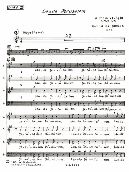 Lauda Jerusalem (chorus Part 2) (choral)