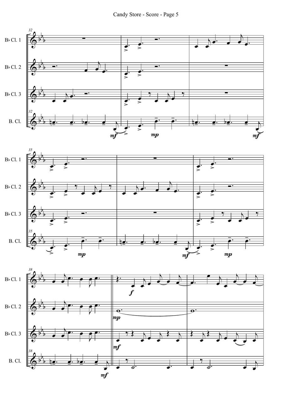 Candy Store Clarinet Quartet scores gallery preview page 5