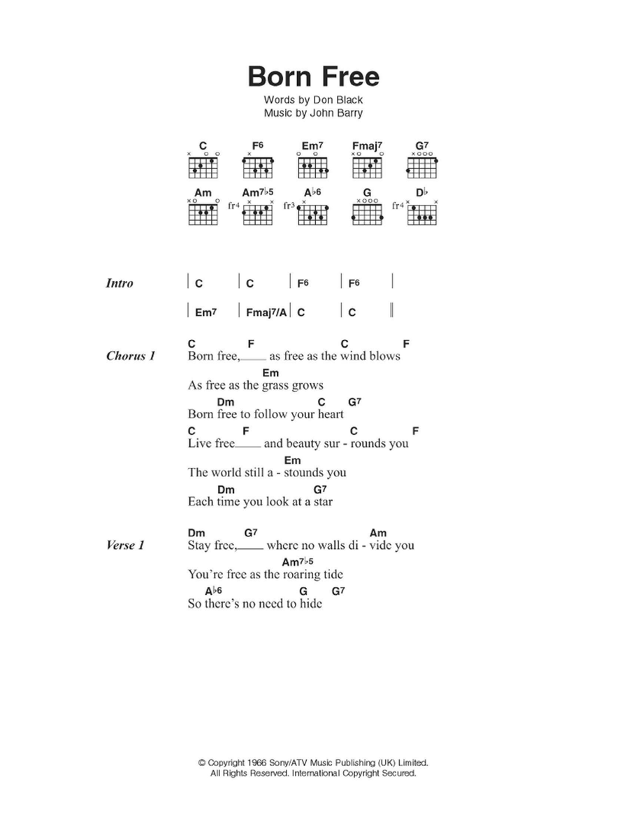 Born Free Born Free Easy Guitar scores gallery preview page 1