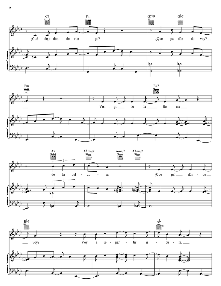 Paraiso De Dulzura Paraiso De Dulzura Piano, Vocal, Guitar scores gallery preview page 2