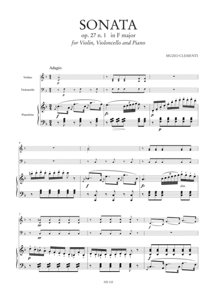 Sonata Op. 27 No. 1 in F Major for Violin, Violoncello and Piano