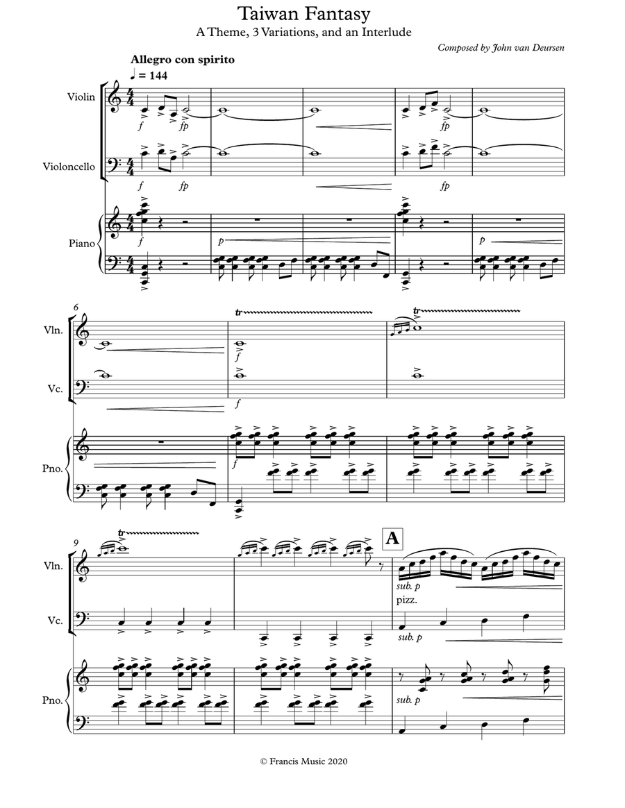 Taiwan Fantasy, for Violin, Cello and Piano Piano Trio scores gallery preview page 3
