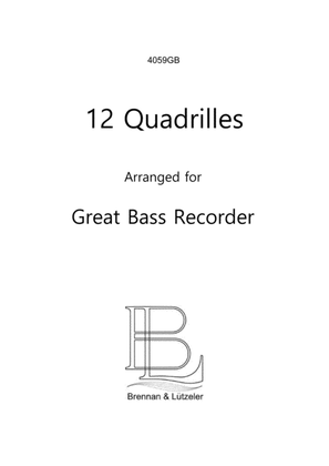 Book cover for 12 Solo Quadrilles for Great Bass Recorder (bass clef)