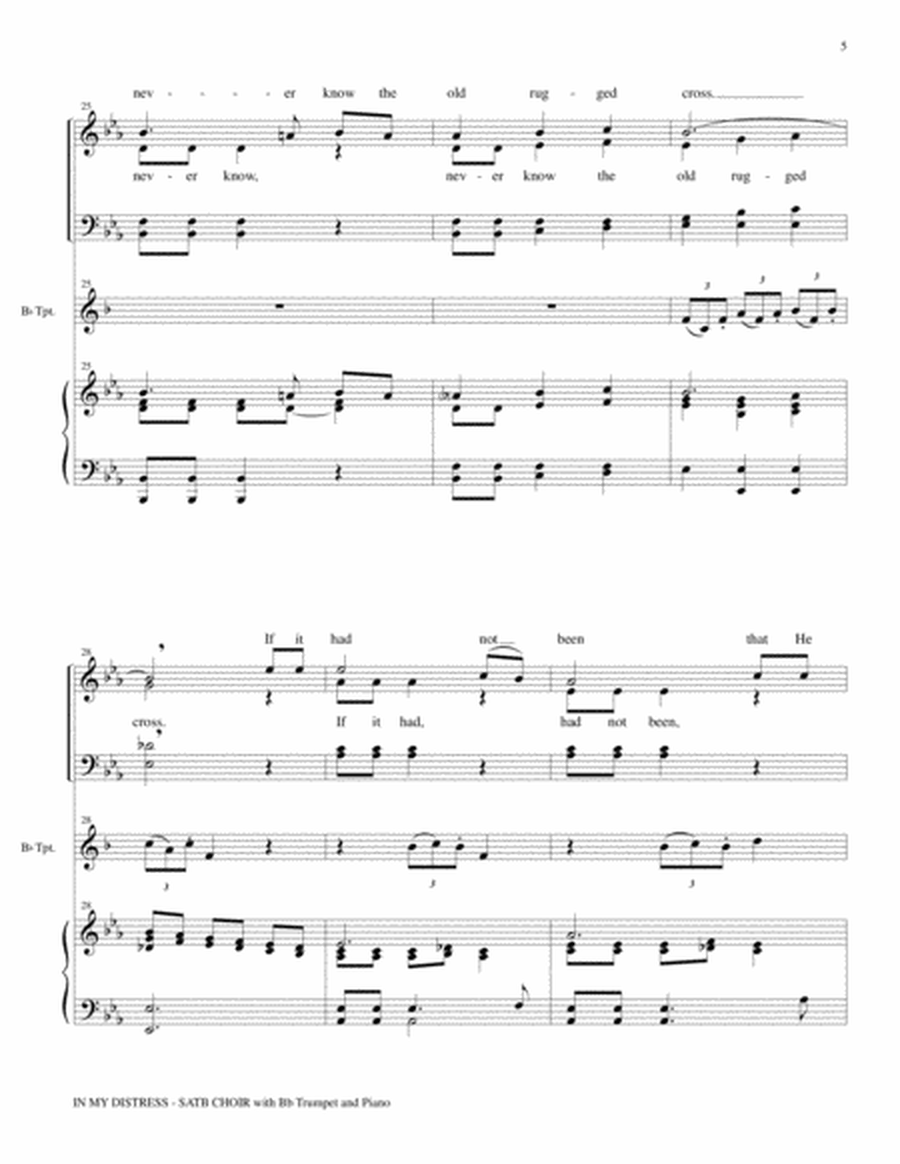 IN MY DISTRESS (SATB CHOIR with Bb Trumpet & Piano) image number null