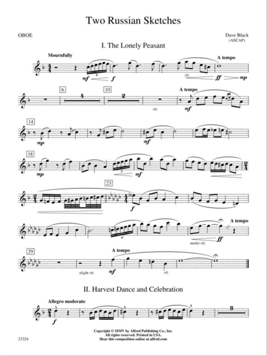 Two Russian Sketches: Oboe Concert Band scores gallery preview page 1