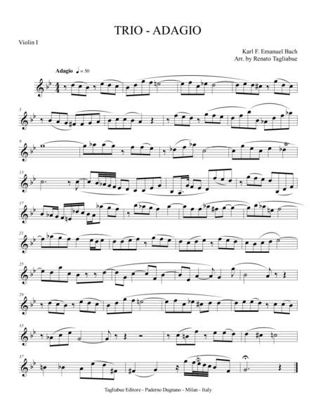 TRIO - ADAGIO - Karl F. E. Bach - Arr. for Trio String - Parts image number null
