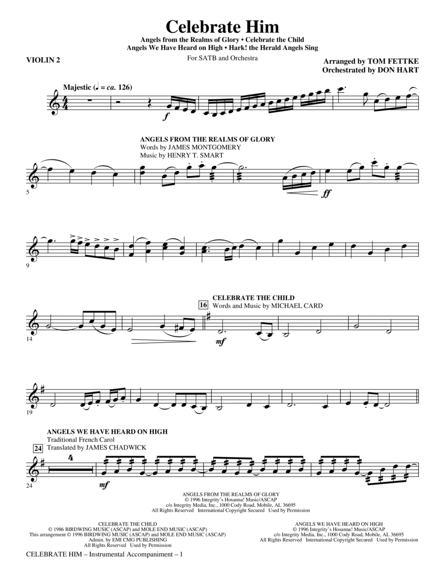 Celebrate Him (Medley) - Violin 2 Choir scores gallery preview page 1