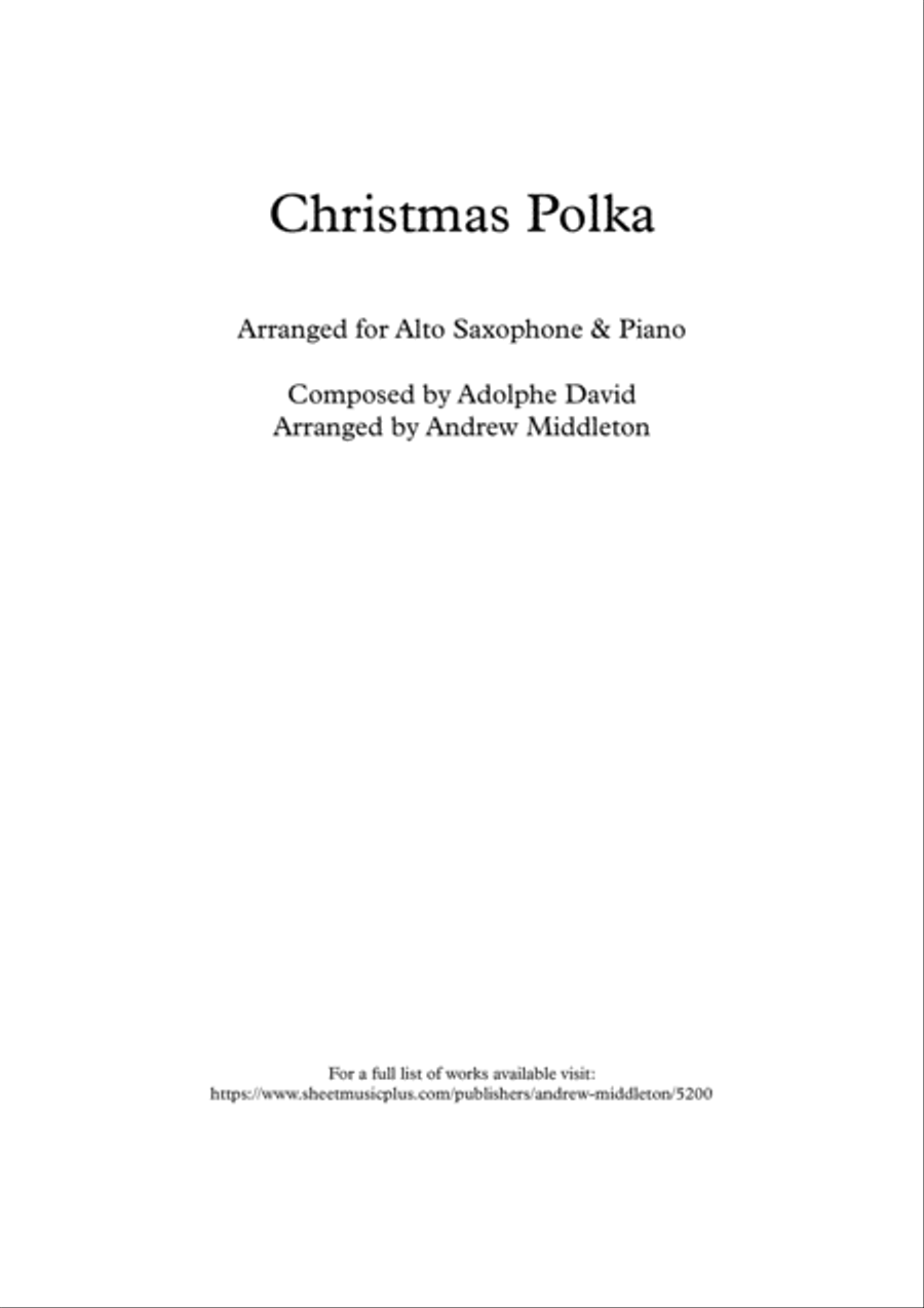 Christmas Polka arranged for Alto Saxophone & Piano