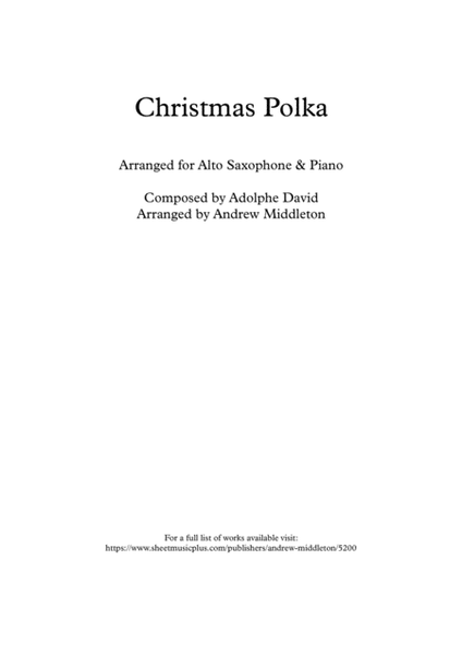 Christmas Polka arranged for Alto Saxophone & Piano