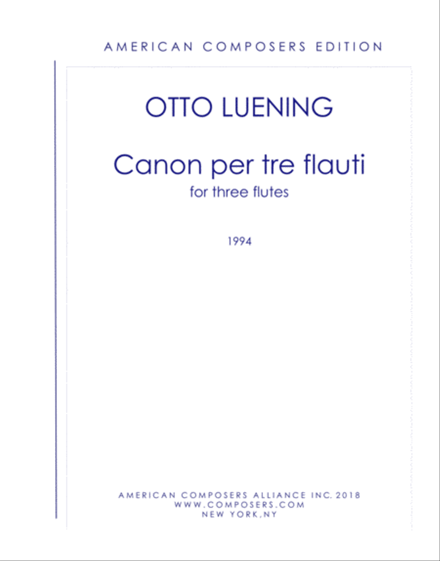 [Luening] Canon per tre Flauti Woodwind Trio scores gallery preview page 1