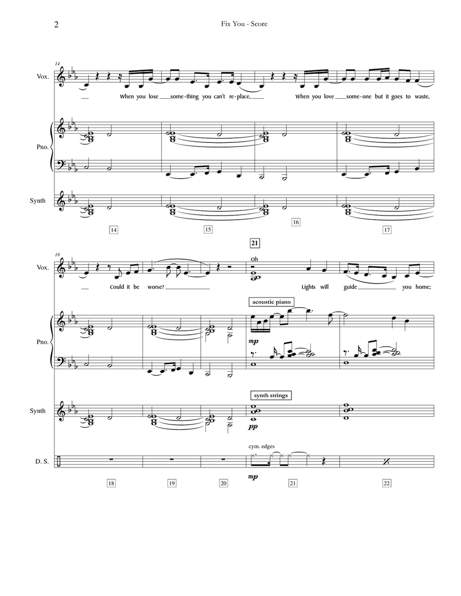 Fix You 4-Part scores gallery preview page 2