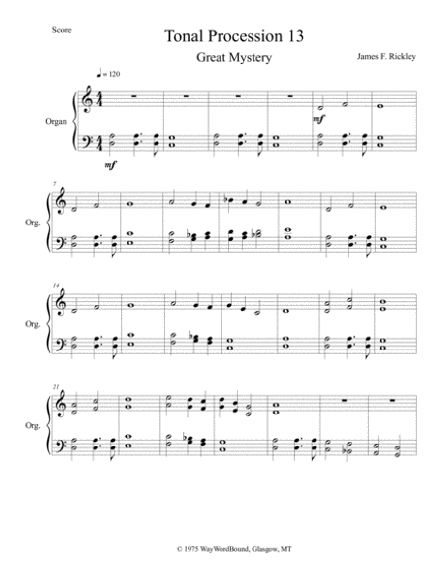 Tonal Procession 13 Great Mystery Easy Piano scores gallery preview page 1
