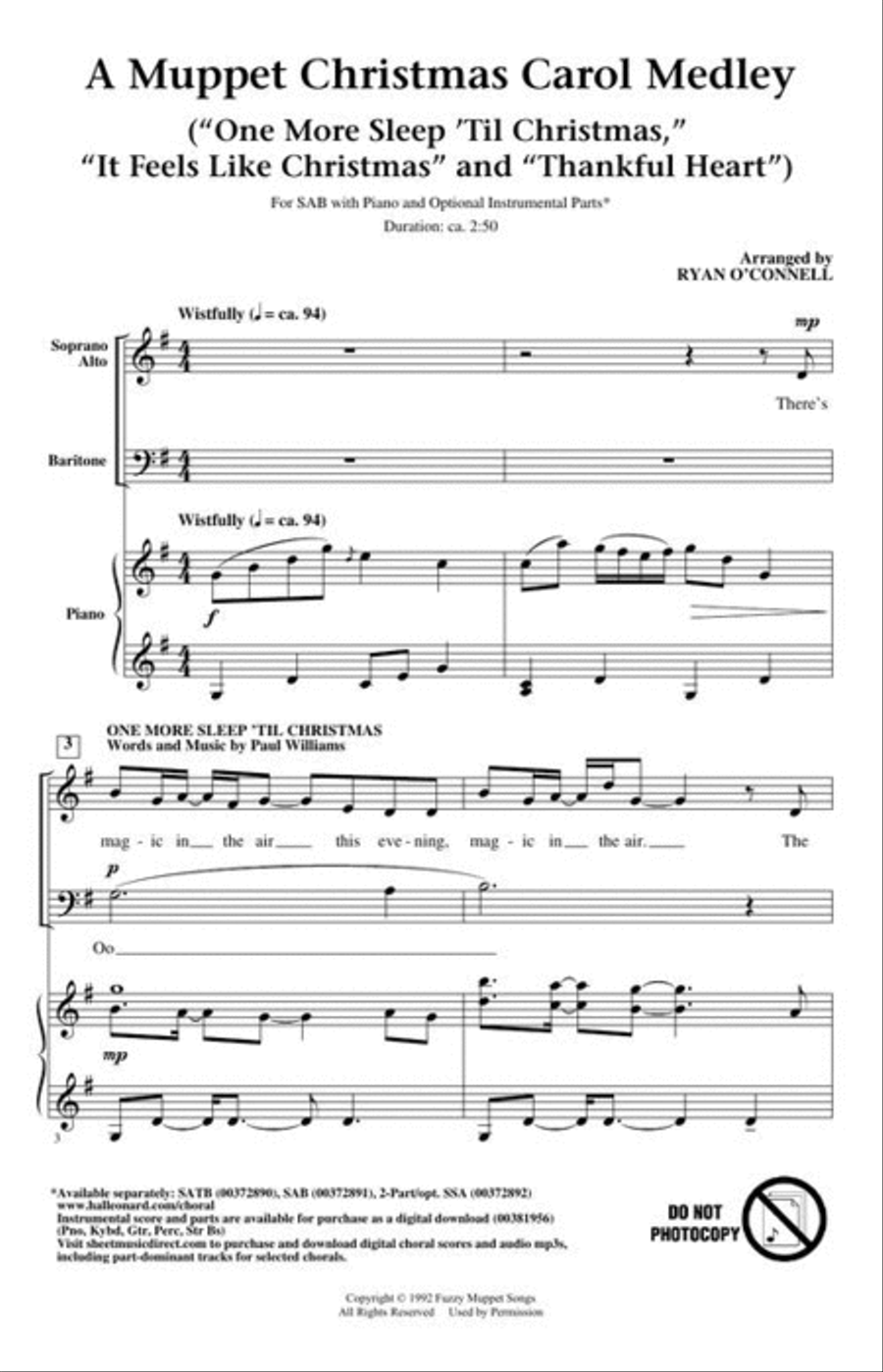 A Muppet Christmas Carol Medley 3-Part scores gallery preview page 3