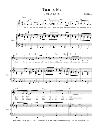 Turn To Me - (combination piano/vocal, leadsheet & congregation versions)