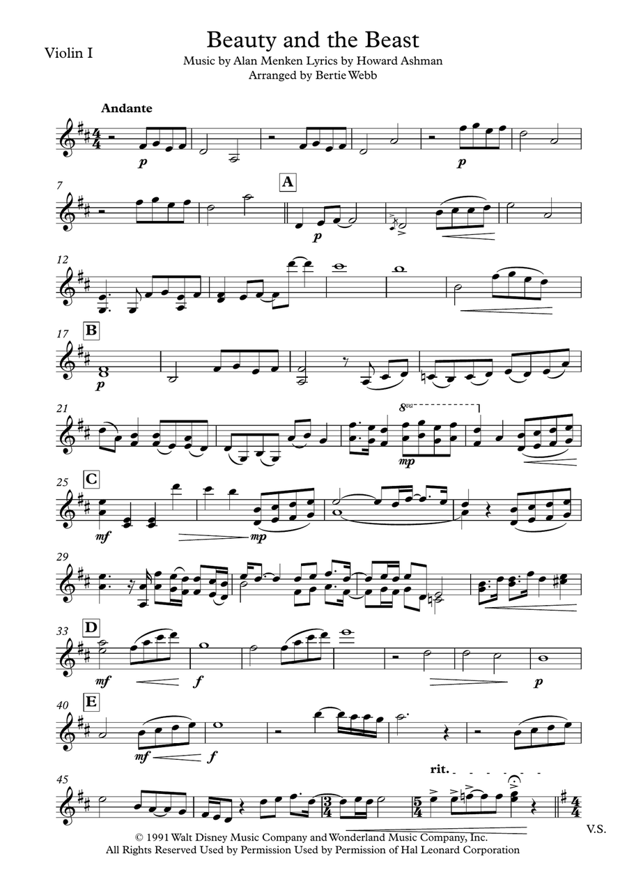 Beauty And The Beast String Quartet scores gallery preview page 1