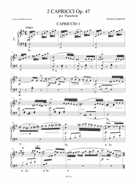 2 Capricci Op. 47; Fantasia con Variazioni sull’Aria "Au Clair de la Lune" Op. 48 for Piano