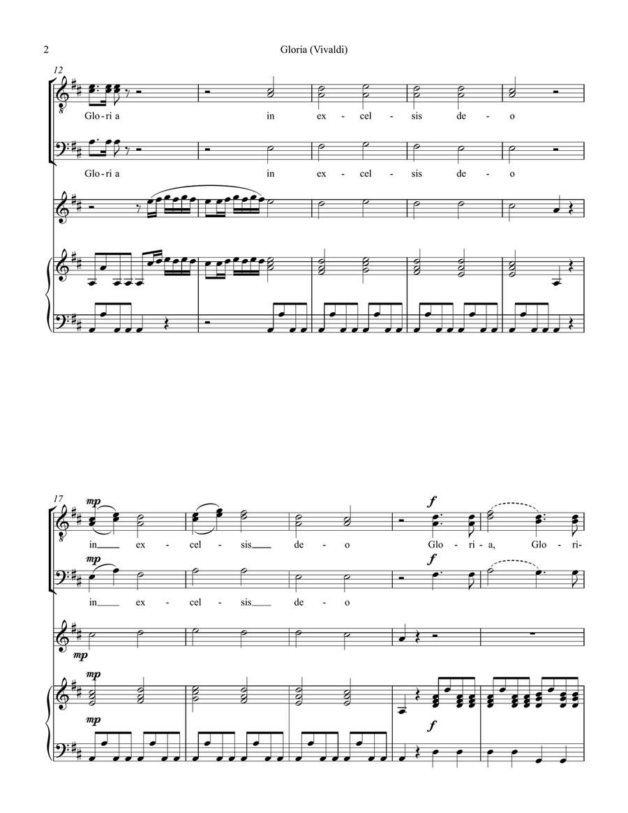 Gloria (Vivaldi) Gloria In Excelsis Deo TTBB scores gallery preview page 3