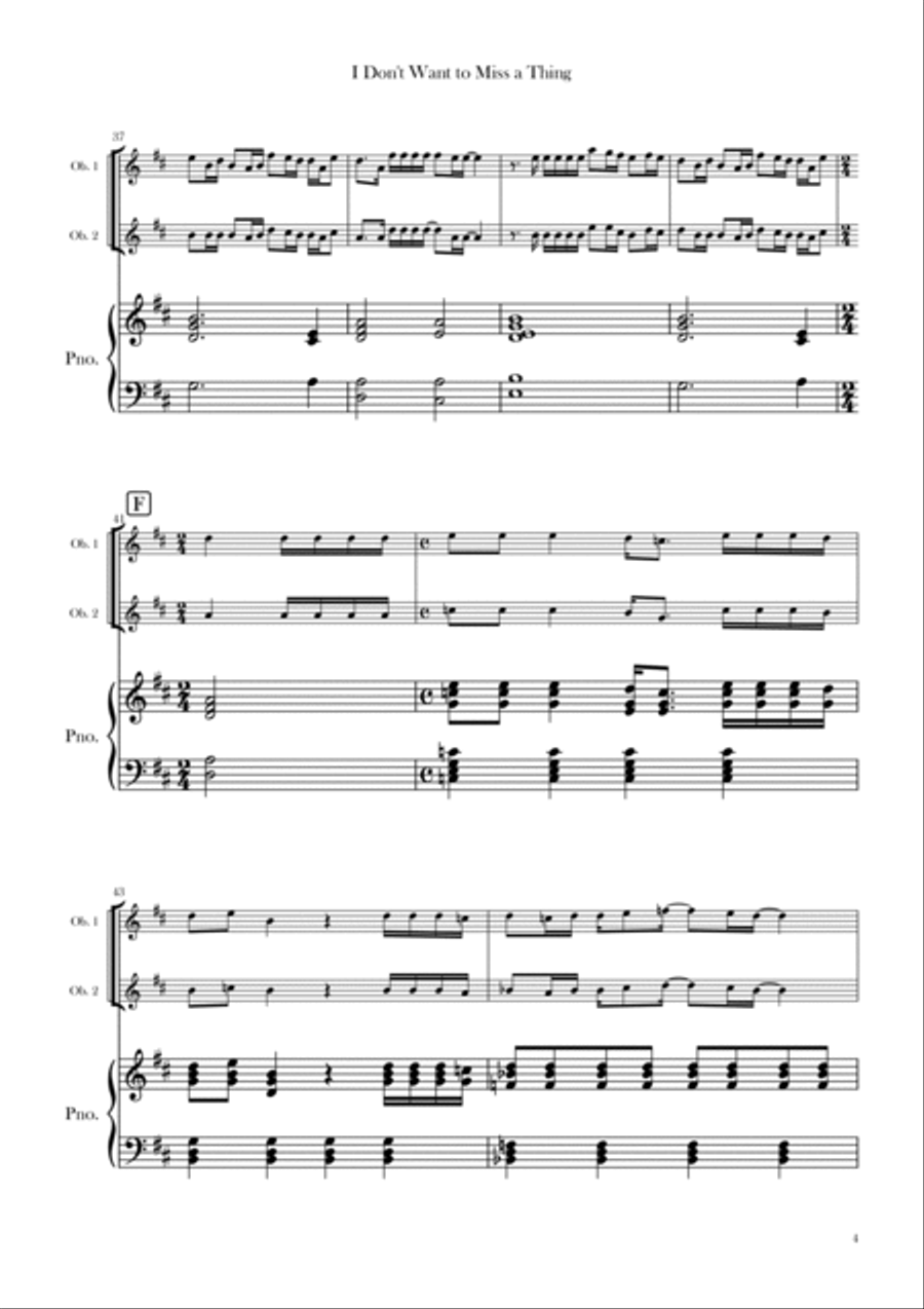 I Don't Want To Miss A Thing Woodwind Duet scores gallery preview page 4