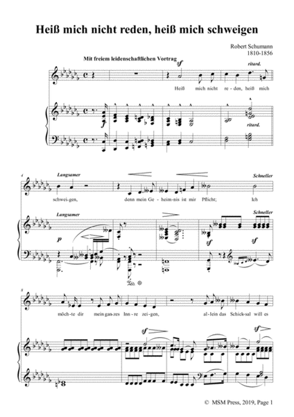 Schumann-Heiß mich nicht reden,heiß mich schweigen,Op.98a No.5,in a flat minor,for Vioce&Pno