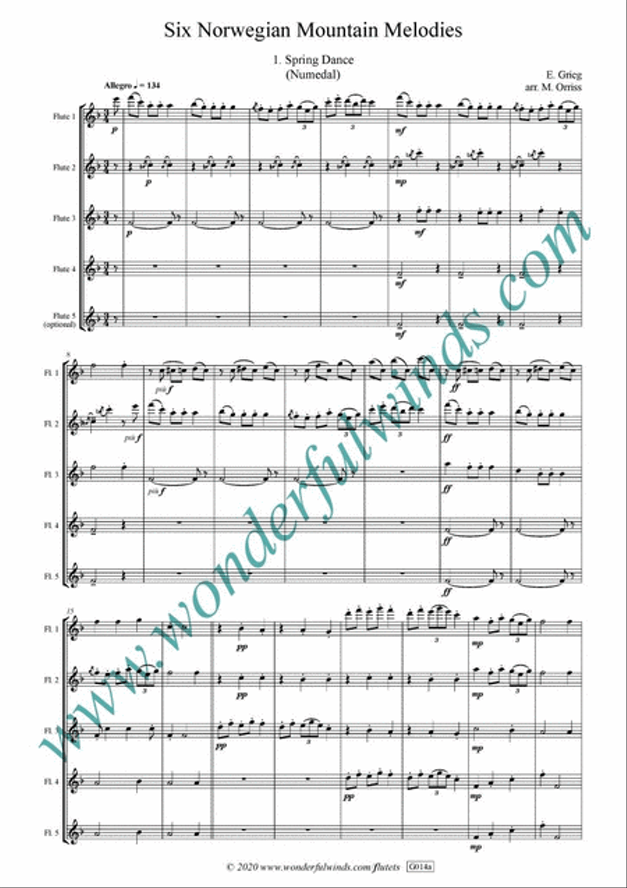 Six Norwegian Mountain Melodies Flute scores gallery preview page 2