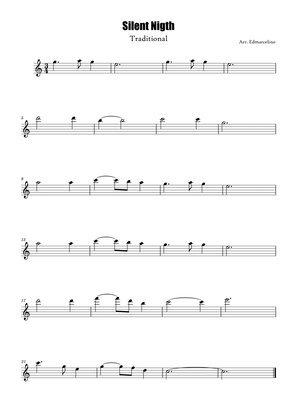 Piccolo Sheet Music for Christmas Song "Silent Nigth" to Intermediate