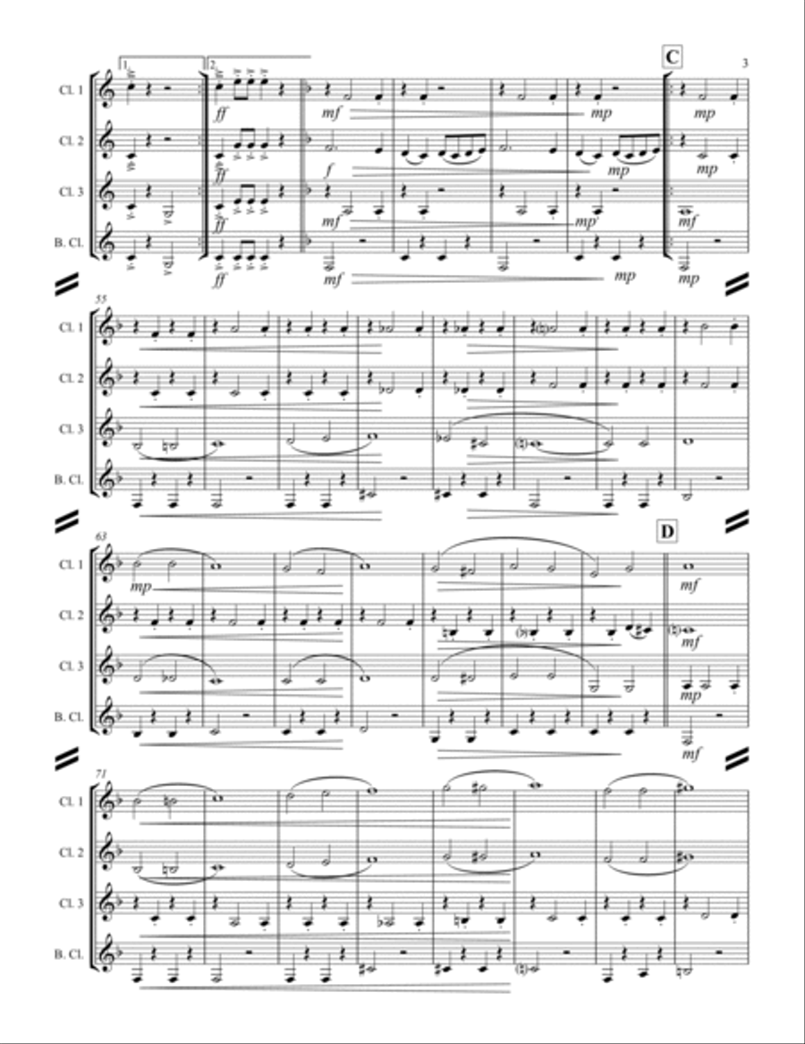 March – Entry of the Gladiators (for Clarinet Quartet) Clarinet Quartet scores gallery preview page 4