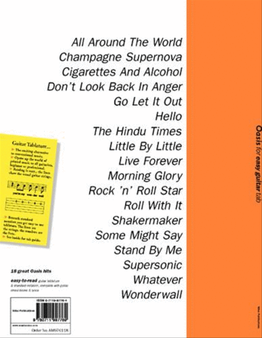 Oasis For Easy Guitar Tab Acoustic Guitar scores gallery preview page 2